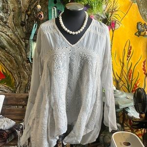 Johnny was white embroidered long sleeve